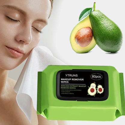 80 pcs Blushimmer avocado scented makeup removing wipes for deep cleansing, travel-friendly, single-use facial wipes
