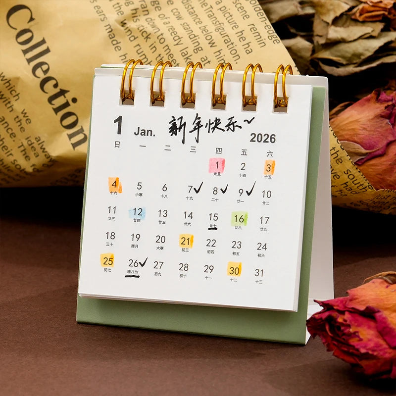 Mini 2026 Calendar Office School Supplies Calendar Desk Calendar monthly Planner Desk Accessories Decor Record Office Stationery
