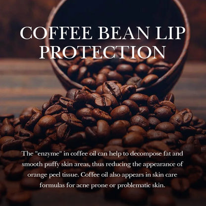 Blushimmer Coffee Lip Mask jar showing hydrating overnight treatment, soothing, plumping, and reducing fine lines on lips