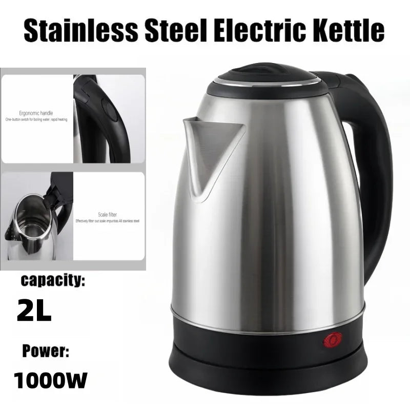 **2L Electric Kettle - Stainless Steel Fast Boiling Water Heater for Tea & Coffee, 220V**  (84 characters)
