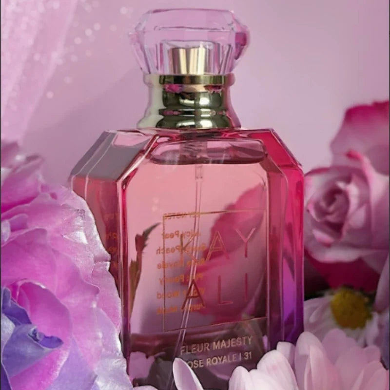 Blushimmer KAYALI 100ml women’s floral eau de parfum with plum, jasmine, tuberose, vanilla, and suede for a long-lasting scent.