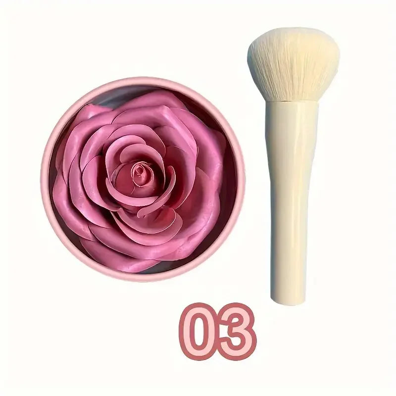 Blushimmer Petal Blush Palette set with brush, high-gloss contouring cream and blush for women’s beauty and makeup application
