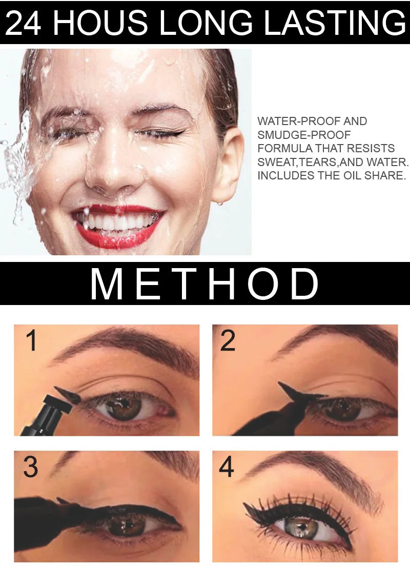 Black Wing Stamp Liquid Eyeliner by Blushimmer, waterproof and smudge-proof, shown in sleek packaging.