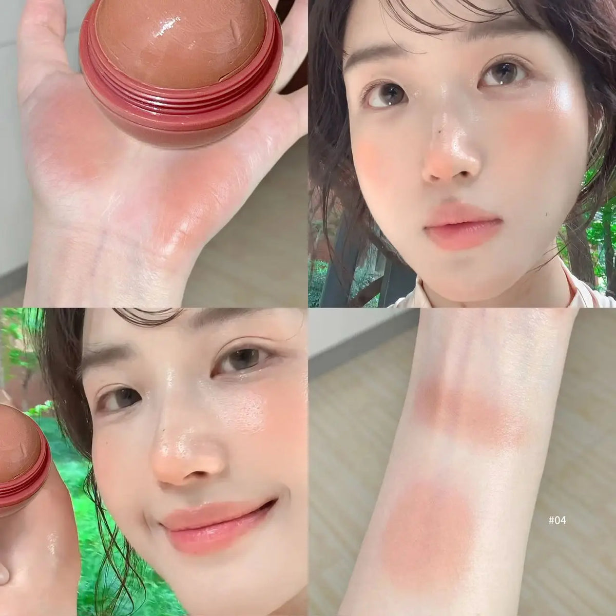 Blushimmer Herorange Peach Ball Cloud Velvet Blush Cream with fine powder texture, dewy finish, natural three-dimensional glow.