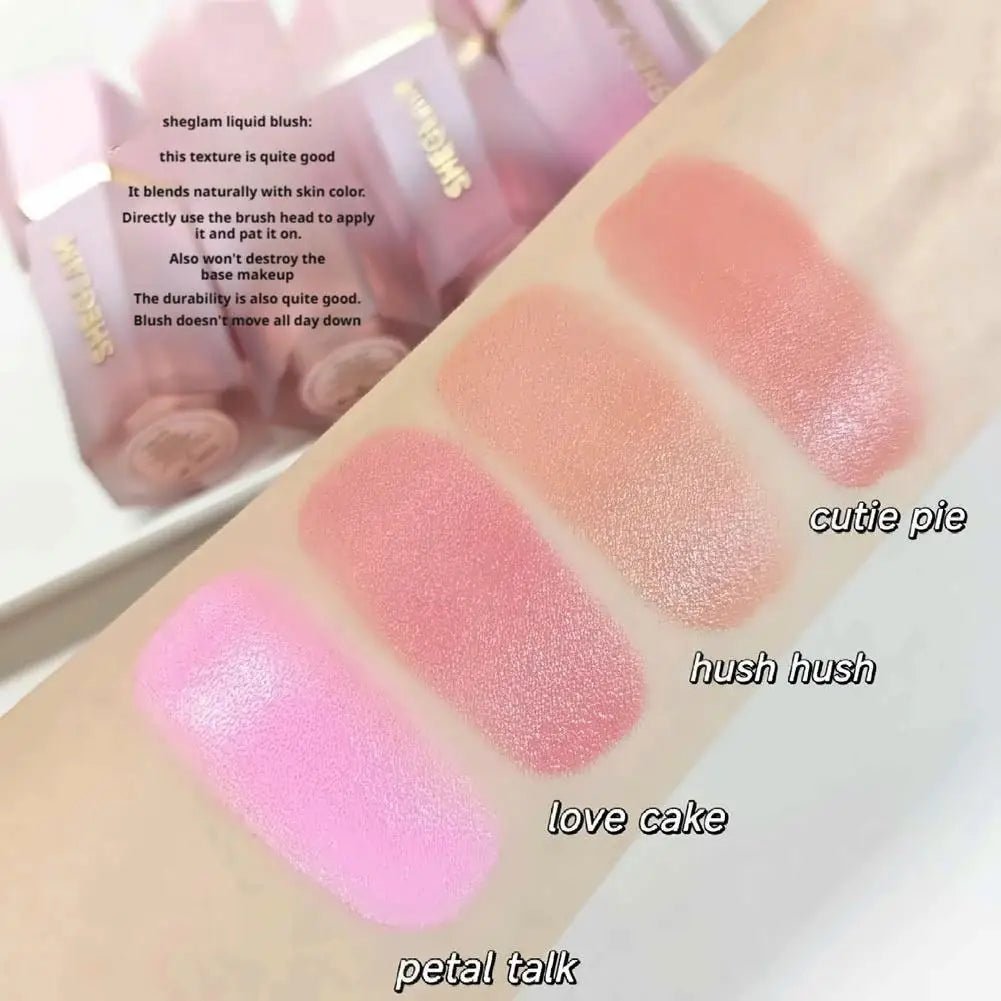 Blushimmer SHEGLAM liquid blush and nourishing facial blusher gel with multi-purpose lip gloss and highlighter, in sleek packaging.