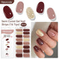 Blushimmer Harunouta 16-strip gradient red marble gel nail strips with gold lines, semi-cured gel polish stickers for DIY manicures.