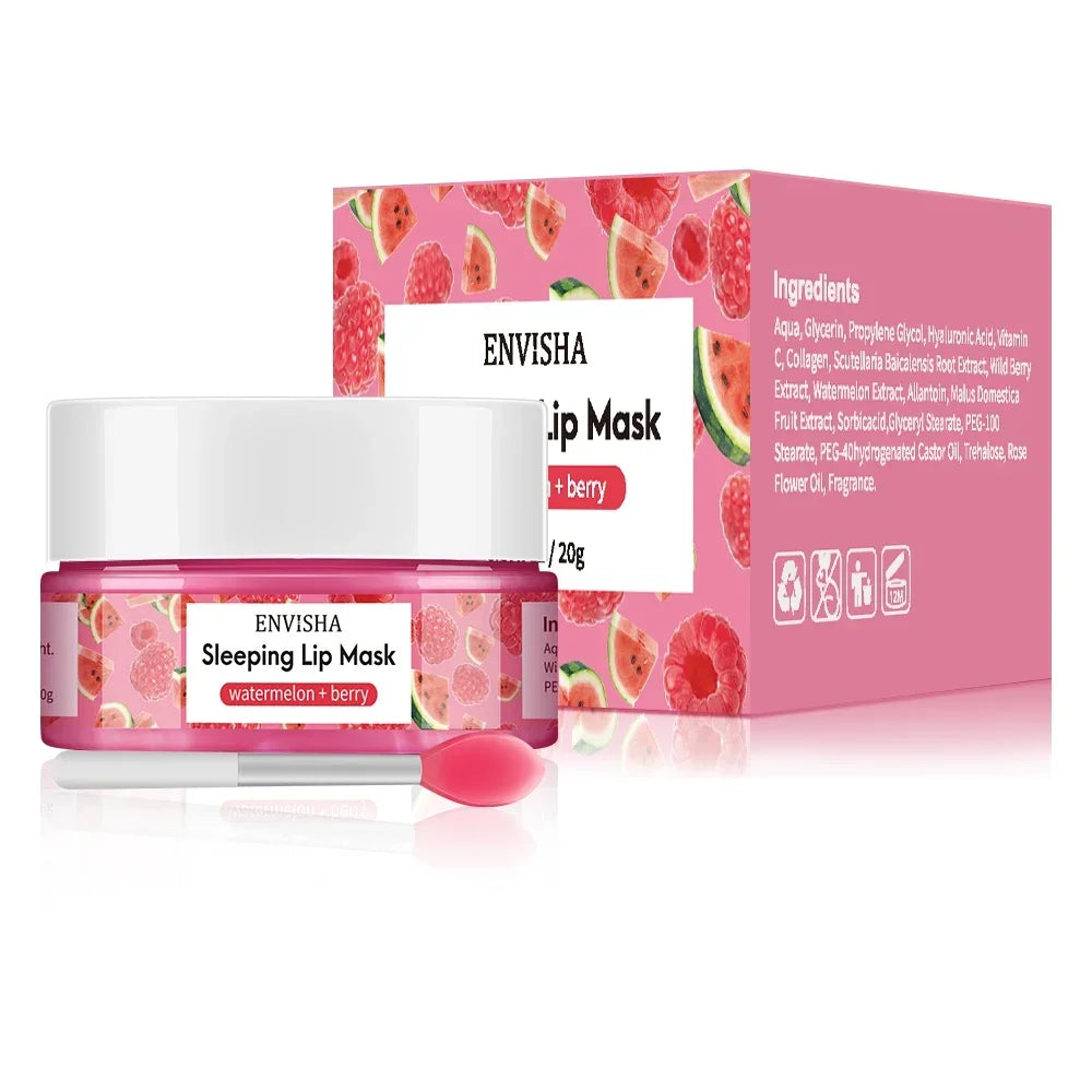 Blushimmer ENVISHA Coconut Lip Sleep Mask in a 20g jar, nourishing balm for moisturizing, fading lines, and skin repair overnight