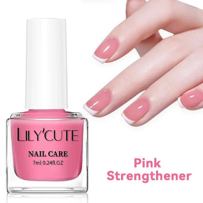 LILYCUTE 7ML Blushimmer nail care polish in milky white pink, long-lasting, fast-drying nail strengthener and care varnish.