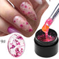 Blushimmer Meet Across 5ml pink dried flower gel nail polish with natural flower design for fairy nail art, UV and LED soak-off varnish