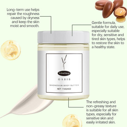 Body Lotion Moisturizing Magnesium Body Butter Nourishing Skin Soft Smooth Soothes Muscles Overnight Shea Butter Skincare Cream
