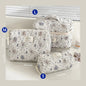Cute quilted cotton makeup bag by Blushimmer, zipper closure, portable cosmetic organizer in box shape for women and girls.