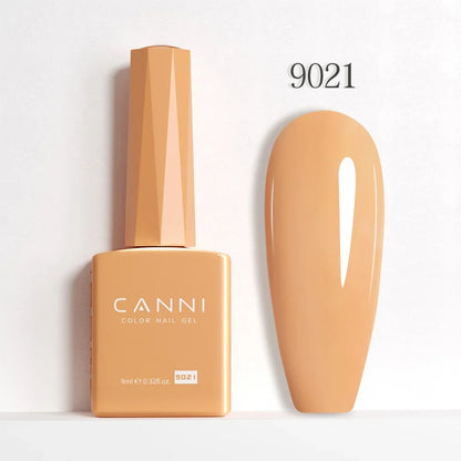 Blushimmer CANNI Hema Free Nail Gel Polish Fall Color Collection with semi-permanent diamond long wear top coat in vibrant red and jelly nude shades.