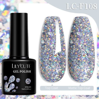 Colorful 7ml Blushimmer LILYCUTE gel nail polish in various shades, showcasing long-lasting semi-permanent UV gel varnish for manicures.