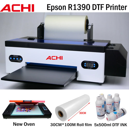 ACHI A3 R1390 Dtf Printer Bundle With Roll Feeder Oven T-Shirt Transfers DTF Printer Kit For T-shirt Textile Printing Machine