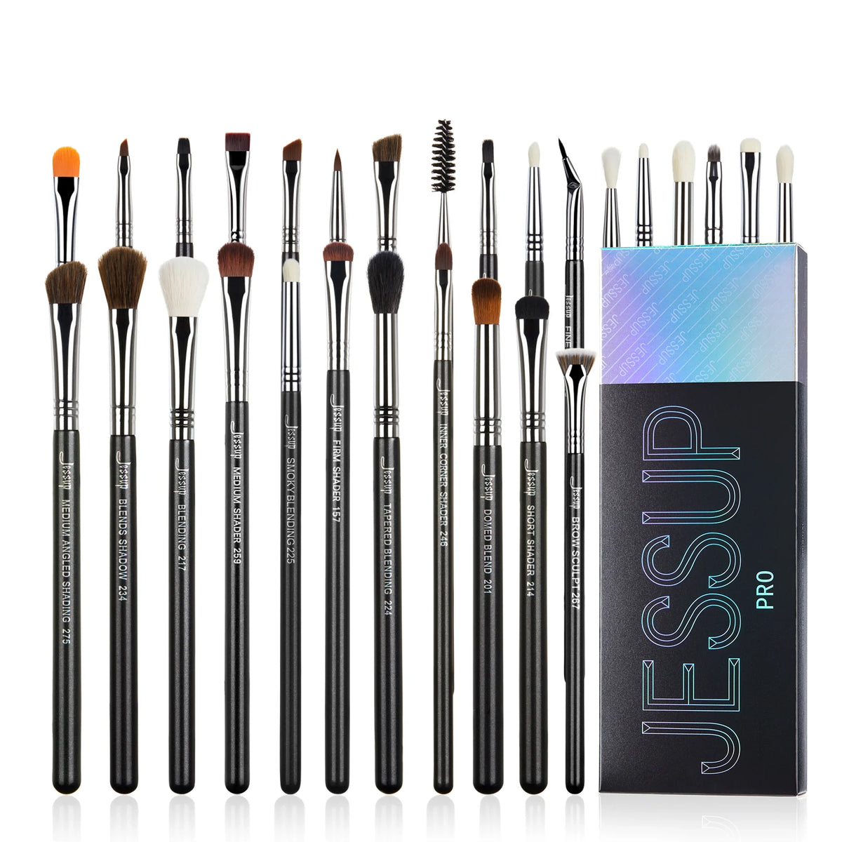 Blushimmer Jessup eye makeup brushes set with synthetic blending and eyeshadow brushes for professional eye makeup application.