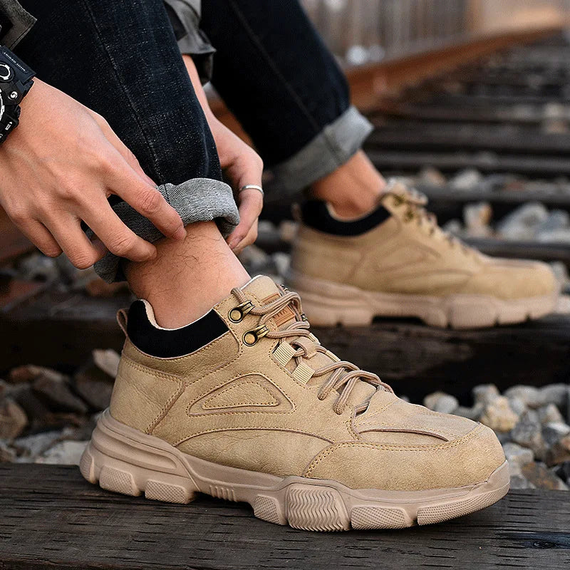 Steel Toe Safety Shoes Men, Anti-Puncture Anti-Smash Non Slip Industrial Work Boots Lightweight Breathable Protective Shoes