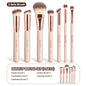 Set of 7 Blushimmer makeup brushes with soft bristles for foundation, powder, concealer, and blush application.