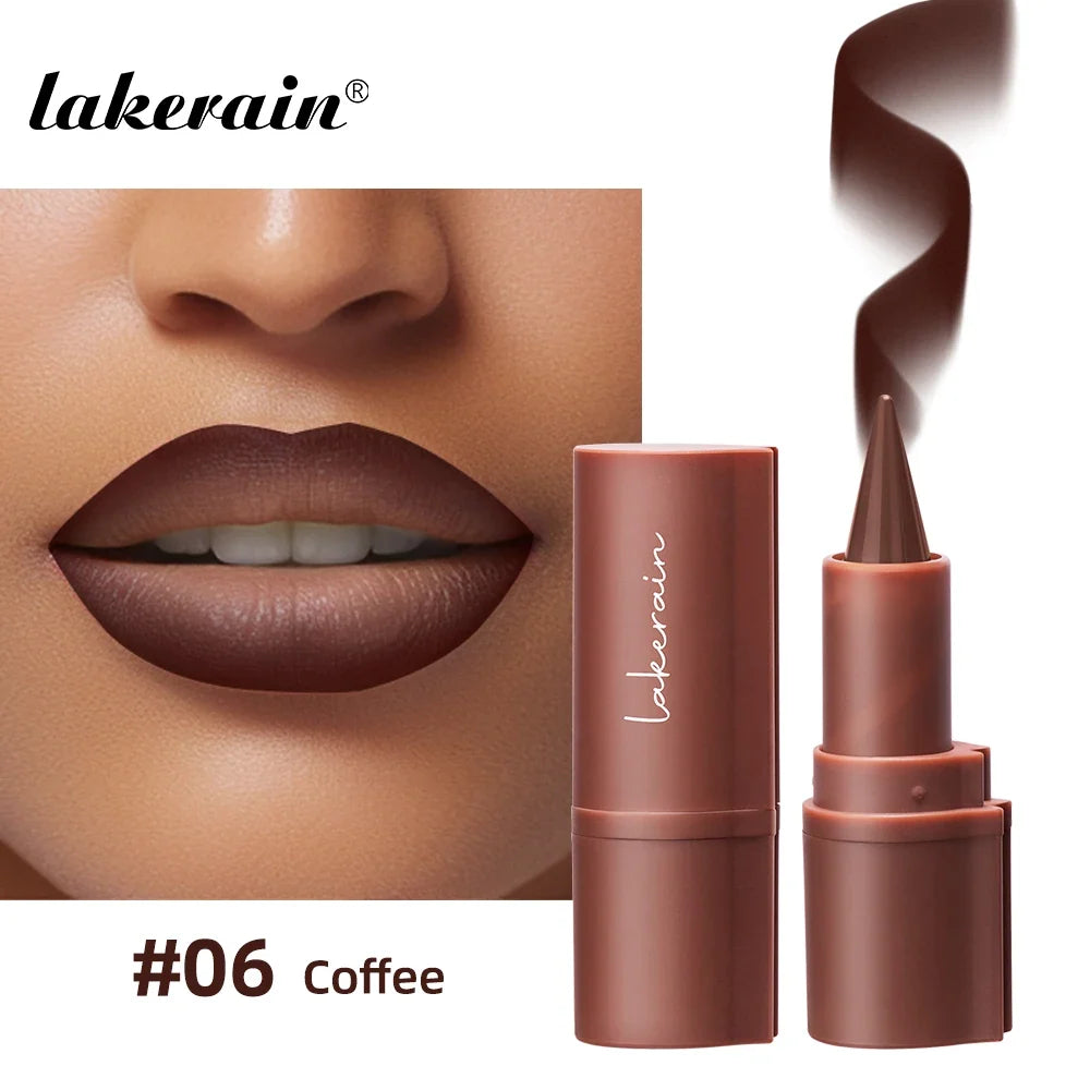 Blushimmer Lakerain matte black-brown lip liner crayon with waterproof, non-sticky contouring tint for lip makeup.
