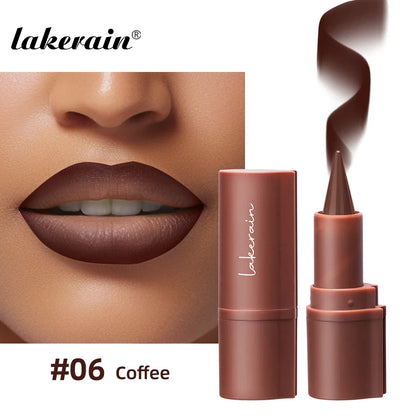 Blushimmer Lakerain matte black-brown lip liner crayon with waterproof, non-sticky contouring tint for lip makeup.