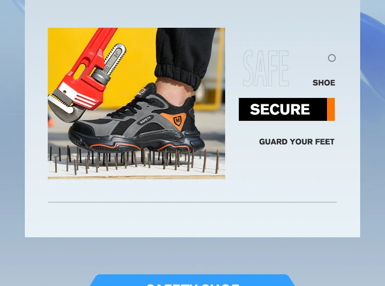 Slip On Safety Shoes Work Boots Steel Toe Men Non-Slip Lightweight Breathable Industrial Shoes Anti shock Protective Boots