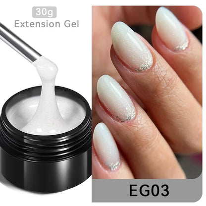 Blushimmer Born Pretty 30ml milky white hard gel for nail extensions, clear acrylic soak-off UV construction gel, jelly nail polish