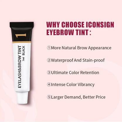 Iconsign Eyelash and Eyebrow Dye Tint Kit by Blushimmer, waterproof cream, with applicator brushes for bold, long-lasting tinting results.