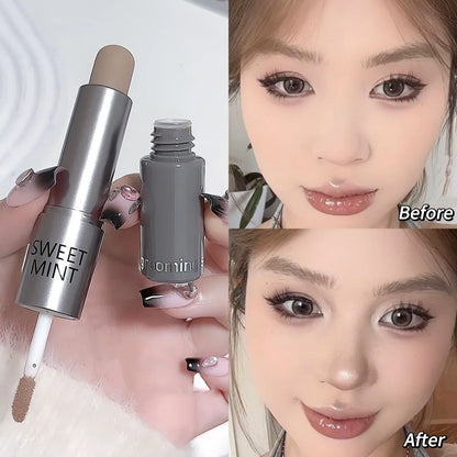 Blushimmer dual-end liquid bronzer and concealer pencil for face brightening, contouring, and nose shadow makeup application.