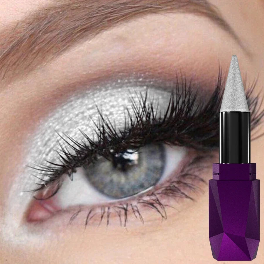 Blushimmer 25-color waterproof eyeshadow stick with glitter and matte finishes, long-lasting makeup for eyes and face highlighting.
