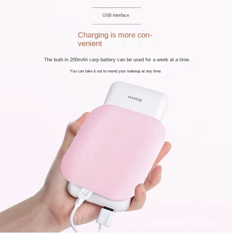Blushimmer mini portable folding makeup mirror with LED lights, magnifying compact vanity mirror for travel and makeup application