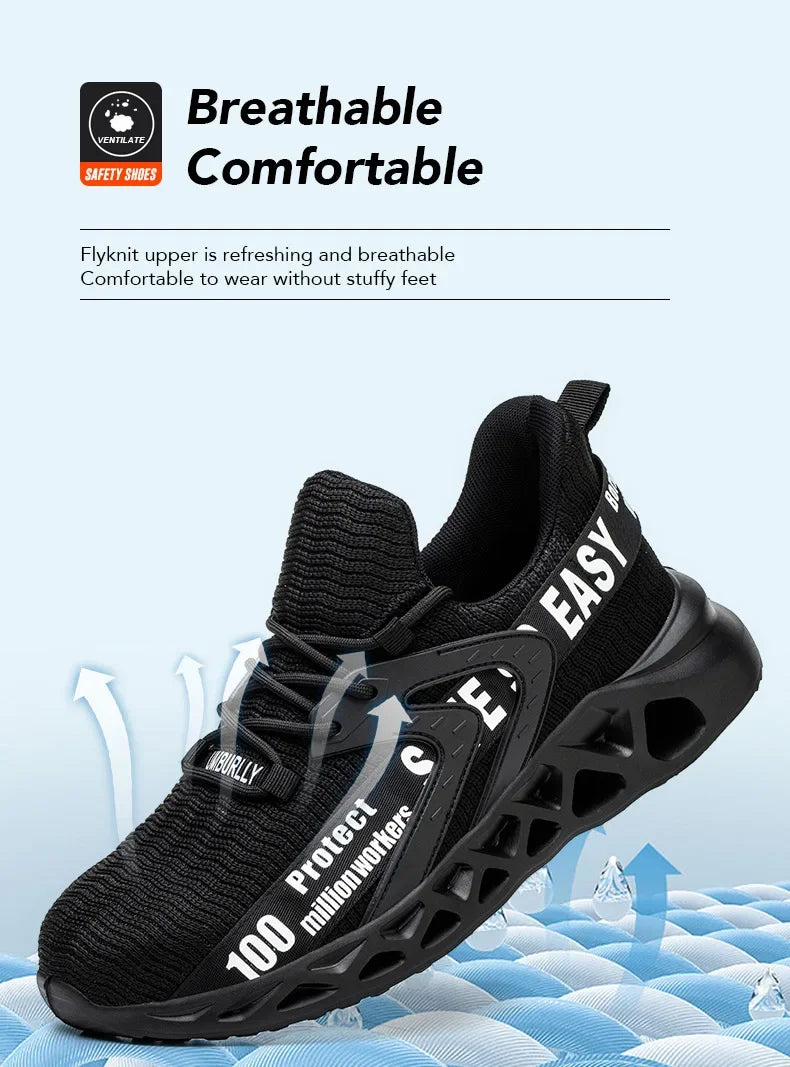Steel Toe Safety Shoes Men Women Lightweight Work Sneakers Puncture Proof Work Shoes Unisex Coustruction Safety Work Boots