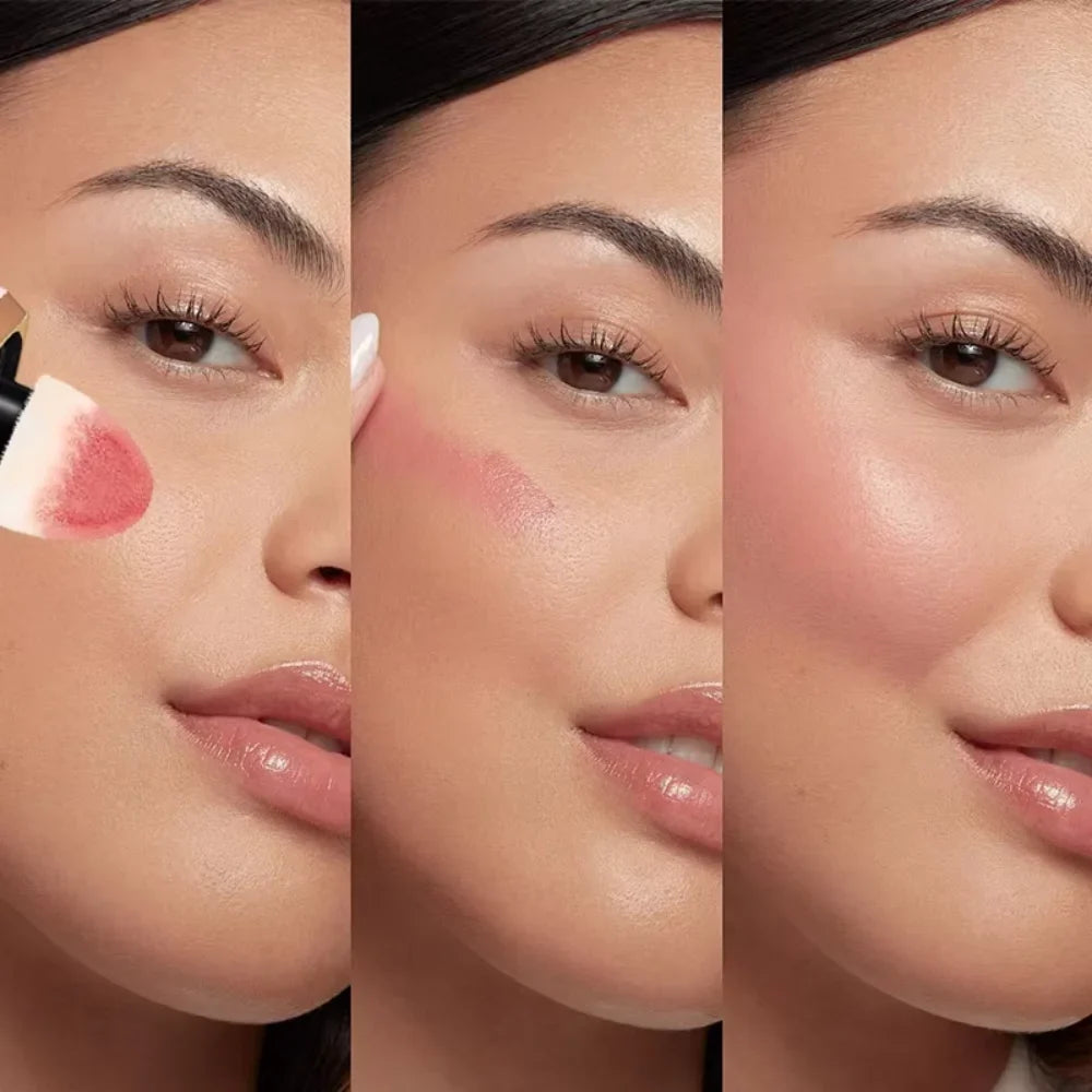 Blushimmer TVLV Velvet Liquid Blush sponge head with matte finish for natural, lasting brightening facial contour and tint makeup.