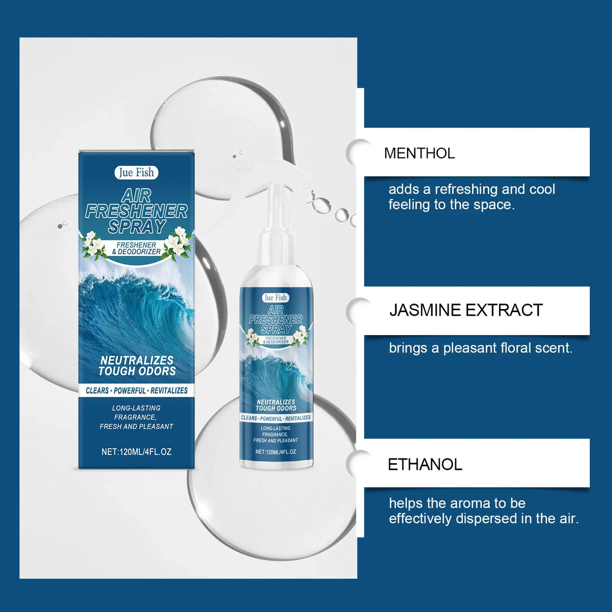 Indoor Air Freshener Spray Jasmine Scent With Long Lasting Fragrance Living Room Bedroom Bathroom Indoor Household Spray
