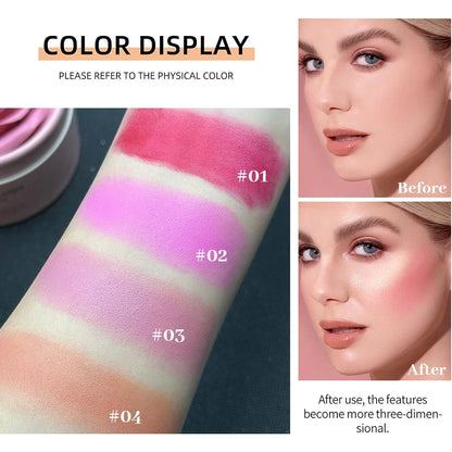 Blushimmer 2-piece Petal Blush Palette with brush, high-gloss contouring cream, and rouge for women’s makeup and beauty.