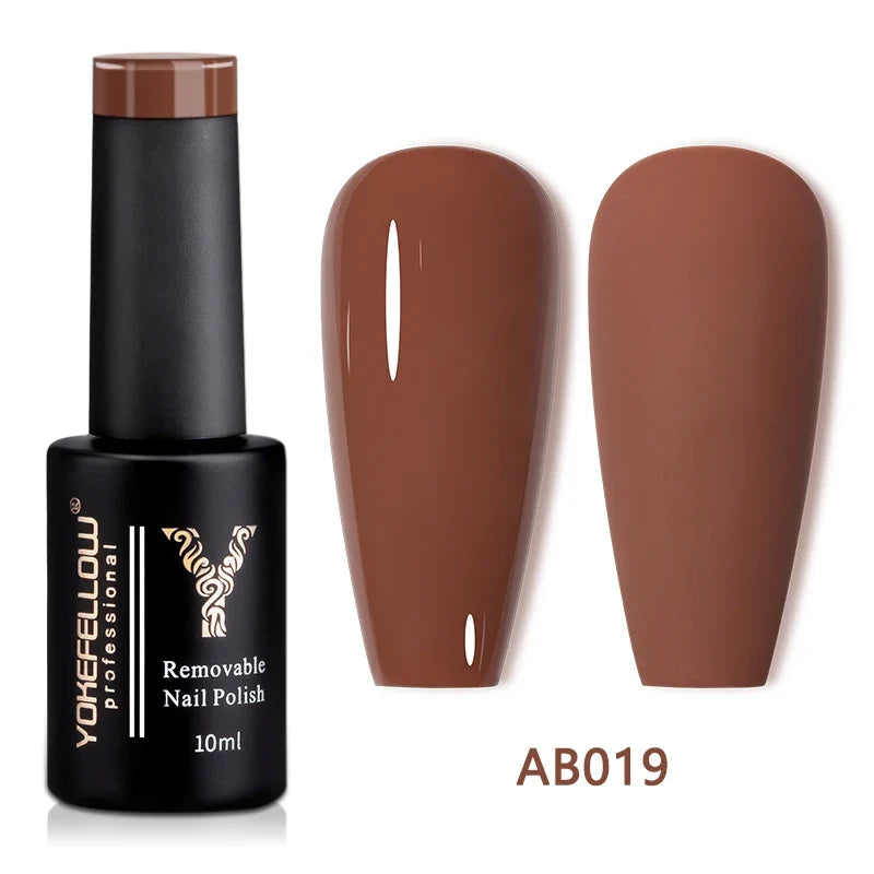 Blushimmer YOKEFELLOW 10ml translucent pink gel nail polish with a glossy finish, soak-off UV gel for long-lasting manicures.