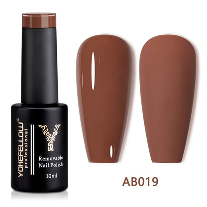 Blushimmer YOKEFELLOW 10ml translucent pink gel nail polish with a glossy finish, soak-off UV gel for long-lasting manicures.