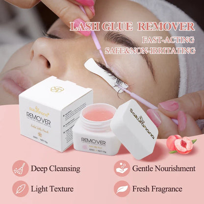 Blushimmer Sakurahana eyelash glue remover gel cream with soothing formula, professional Korean lash makeup remover in a white tube.