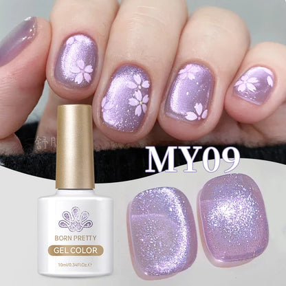 Born Pretty 10ml purple grape magnetic gel nail polish with whitening guava glass beads, featuring cat magnetic effect and vibrant color.