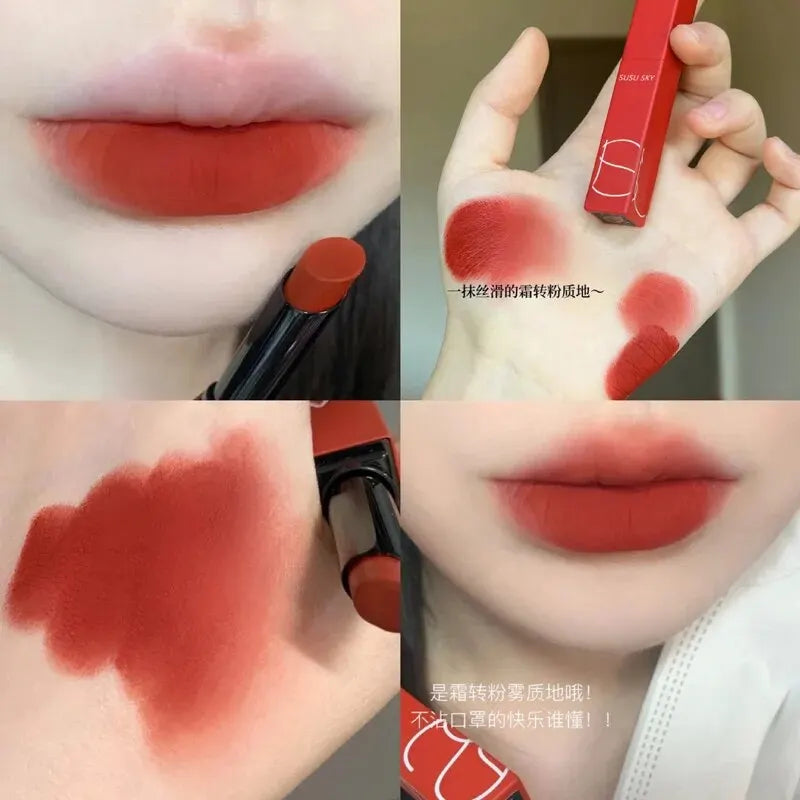 Blushimmer TX010 thin tube matte waterproof lipstick and blush for lips and cheeks, long-lasting and sweatproof makeup.