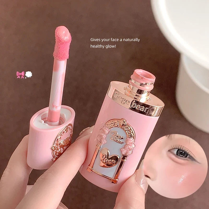 Blushimmer Gege Bear Strawberry Cupid Pink velvet matte lip cream and liquid blush set with pressed powder, lightweight and long-lasting makeup