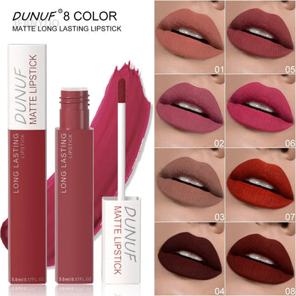 Blushimmer dark purple liquid lipstick with matte velvet finish, waterproof, long-lasting, resistant to fading, non-stick lip gloss.