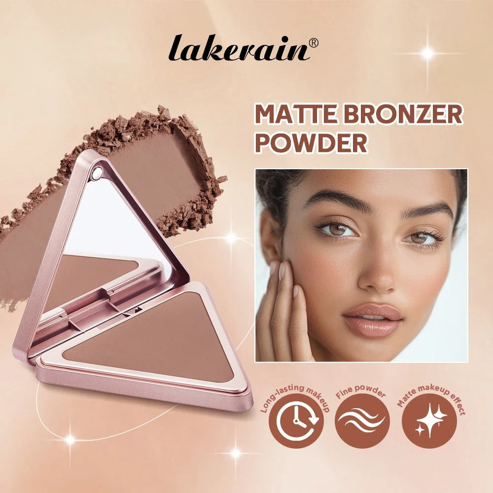 Lakerain Matte Bronzer Powder Long Lasting Makeup Effect Waterproof Sweatproof Setting Powder Oil Control Bronzer Face Makeup