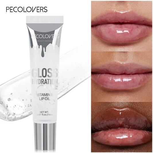 Blushimmer shiny water lip gloss in a clear jelly tube, featuring moisturizing, intense color liquid lipstick for glossy lips.