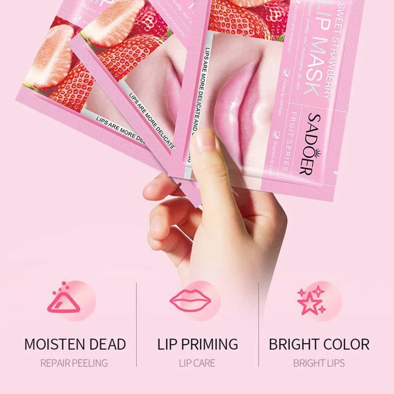 Set of 30 Blushimmer fruits-themed moisturizing lip masks with collagen for nourishing, plumping skincare lip patches.