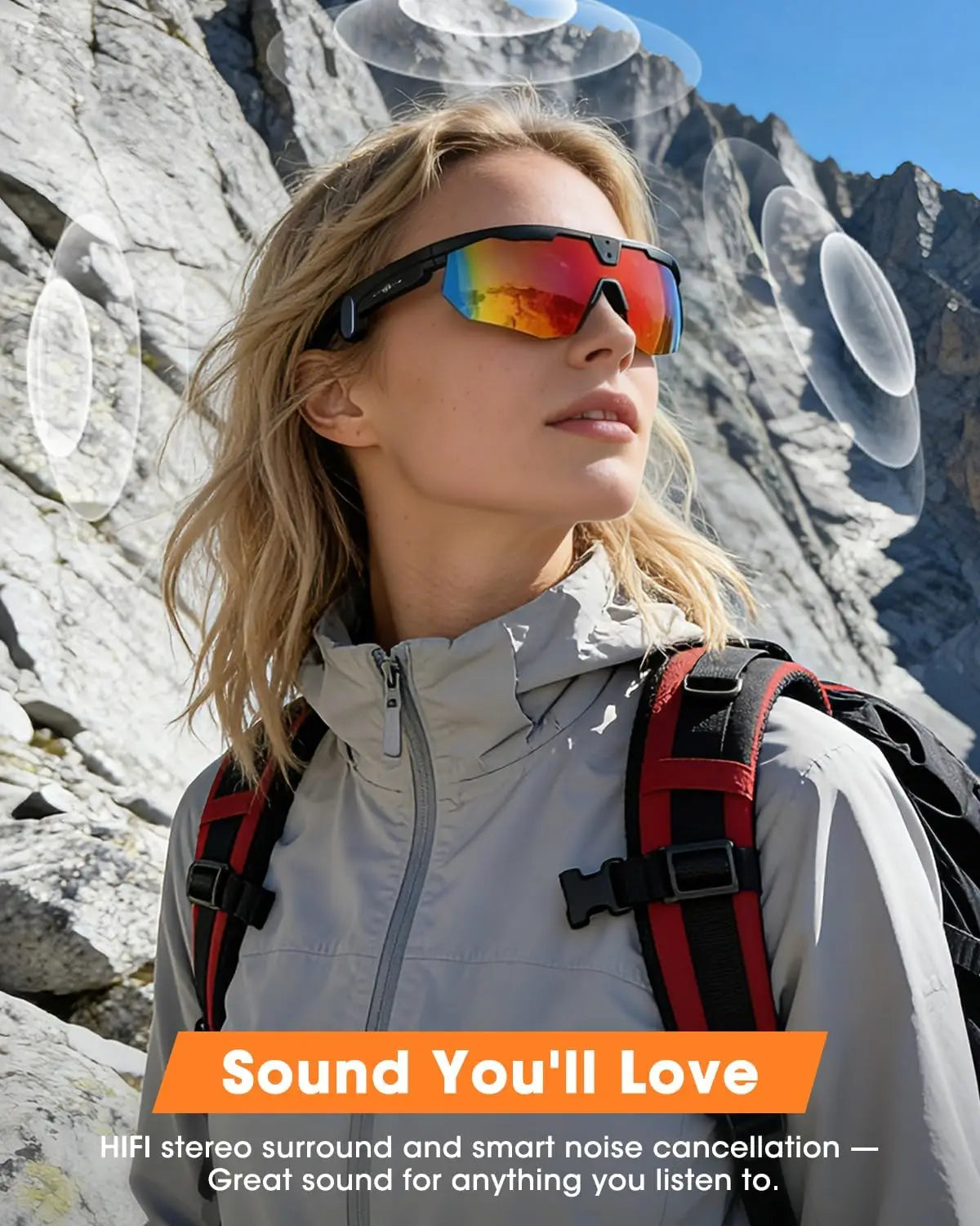 Smart Glasses 4K HD Anti-Shake Camera 3D Stereo Speakers Polarized UV400 Bluetooth AI for Outdoor Video Photo Music Black