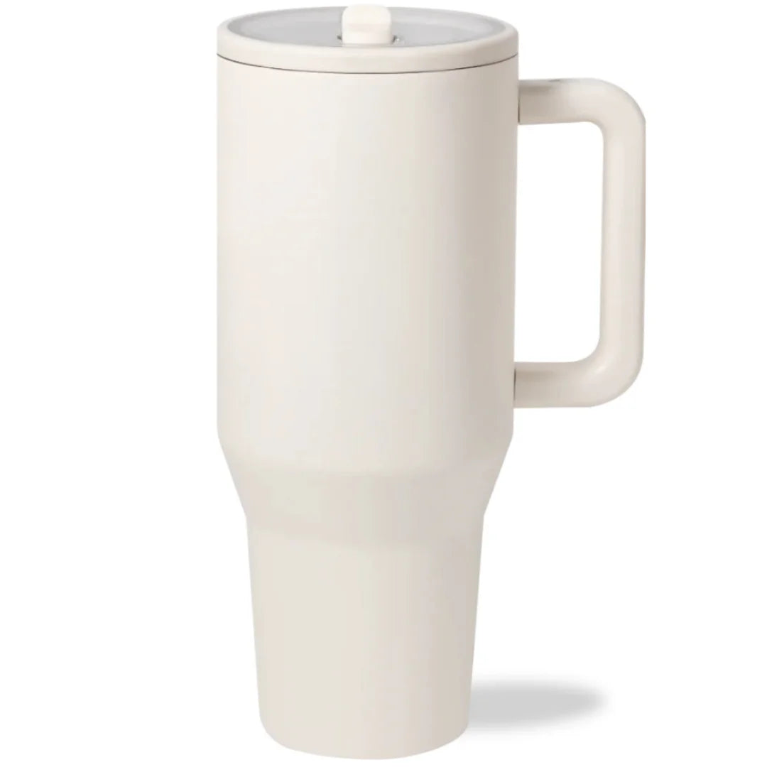 40 oz Traveler Water Bottle with Handle & Flip Straw 304 Stainless Steel Coffee Tumbler Termos Cup for Travel Mug