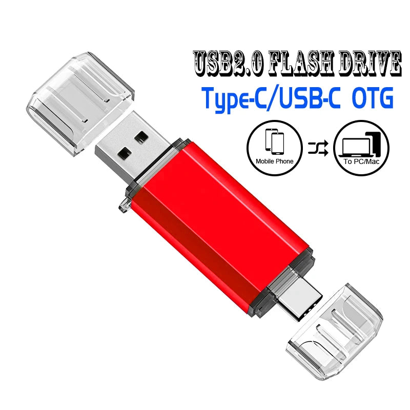 2 In 1 USB Flash Drives 64GB Free TYPE-C Adapters Gifts Pen drive 32GB Black OTG Memory Stick 16GB Key Chain Pendrive 8GB U Disk