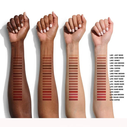 Six Blushimmer Face Secret Lip Liner Pencil set in brown shades, ultra-fine, smooth, waterproof, matte velvet texture, long-lasting.