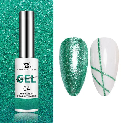 Blushimmer 5ML metallic gold and silver gel nail polish with chrome mirror finish, semi-permanent UV LED French nail gel.