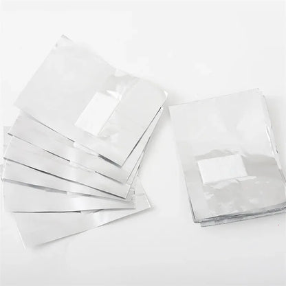 Blushimmer 100-pack aluminum foil nail removal wraps with towels for soak-off gel polish and manicure nail art removal.