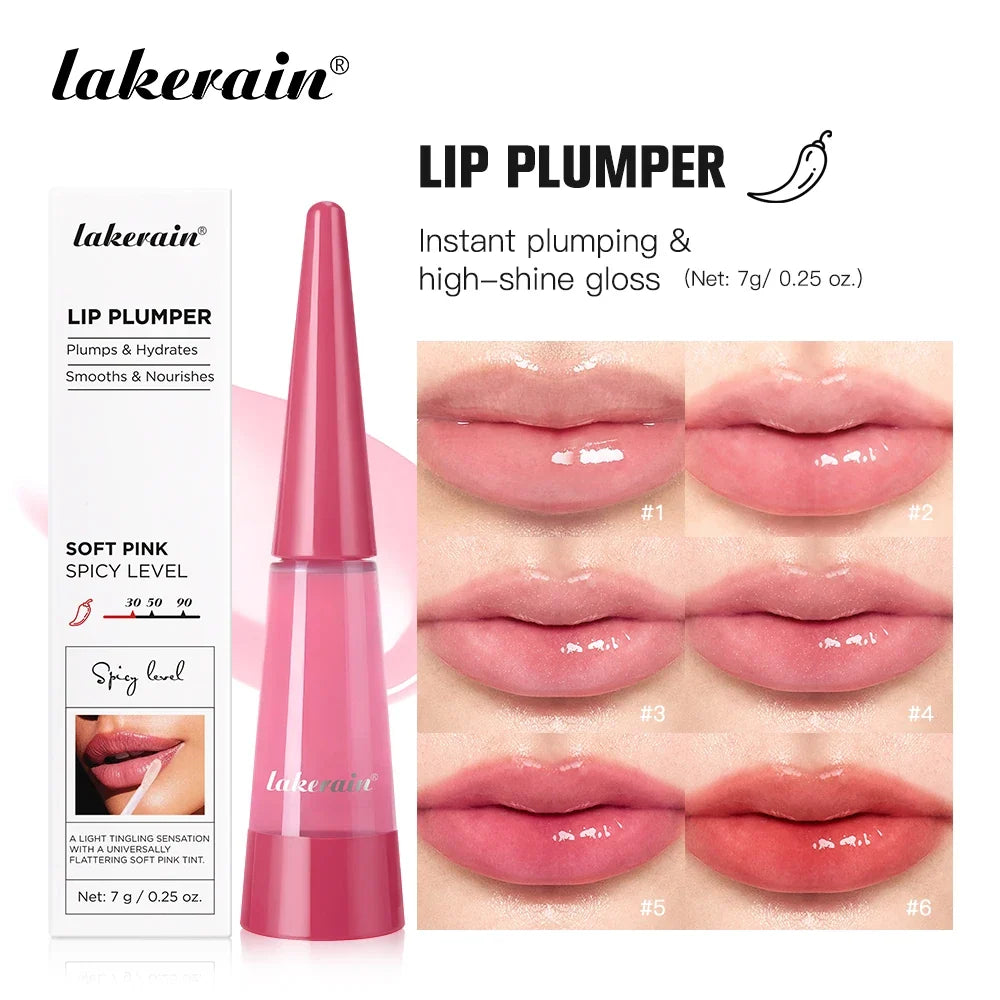 Blushimmer Lip Plumper Reedle Shot serum in transparent tube, moisturizing and anti-wrinkle lip gloss for plump, sexy lips.